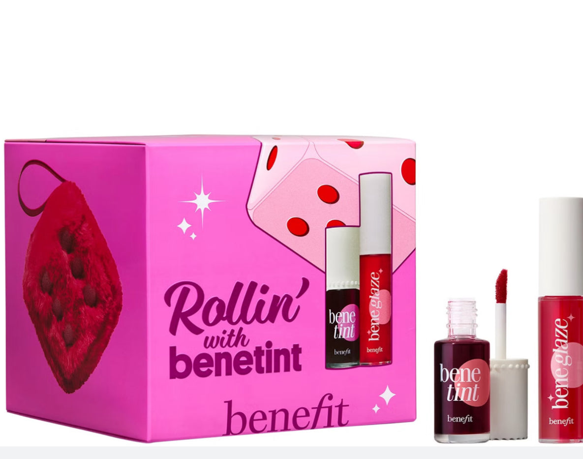 benefit Rollin with Benetint Cheek & Lip Tint and Limited Edition Lip Oil Duo with Beauty Bag