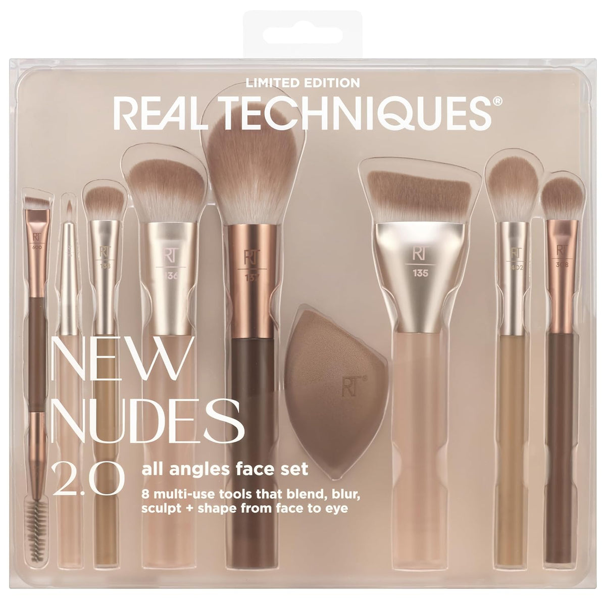 Real Techniques New Nudes 2.0 All Angles Face 10-Piece Set ( Limited Edition)