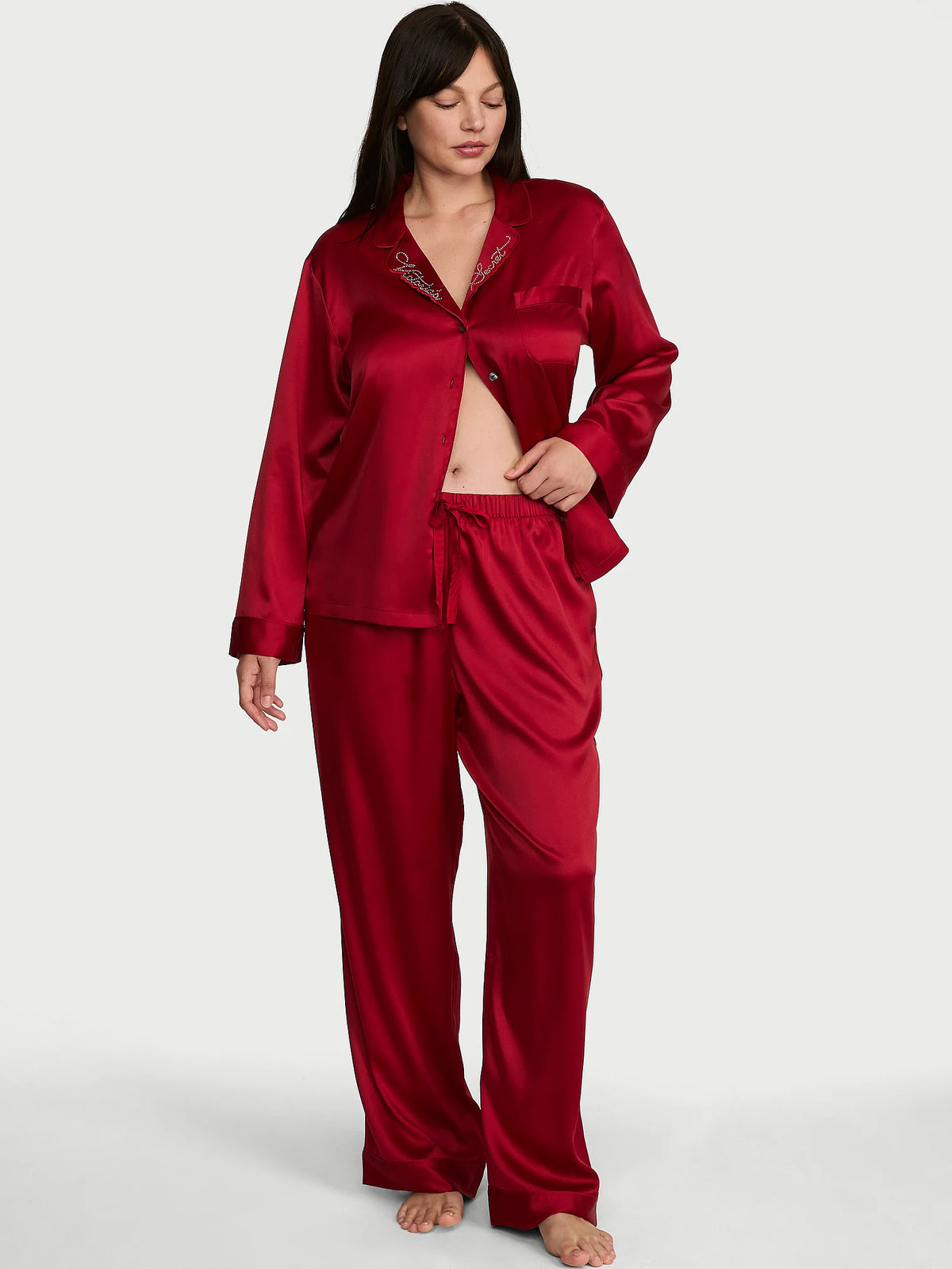 Victoria's Secret Signature Satin Shine Long Pajama Set,